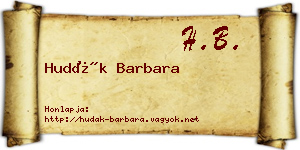 Hudák Barbara névjegykártya
