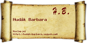 Hudák Barbara névjegykártya